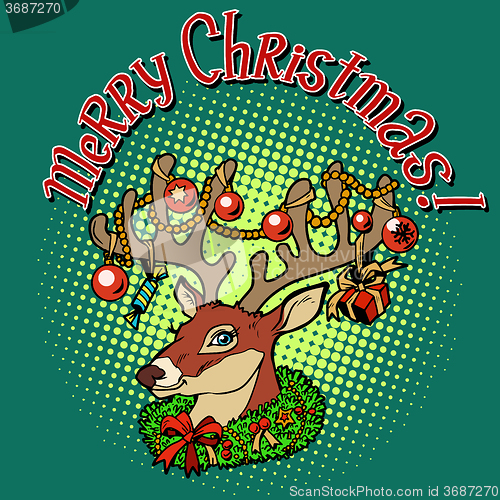 Image of Deer Santa Claus merry Christmas