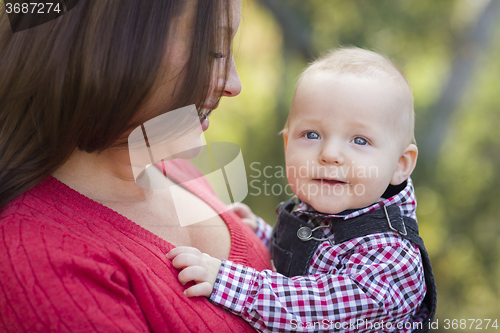 Image of Little Baby Boy Having Fun With Mommy Outdoors