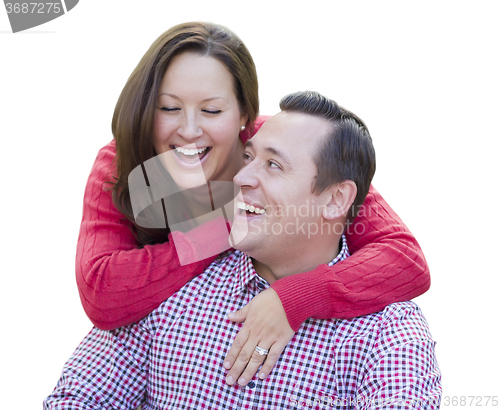 Image of Attractive Caucasian Couple Laughing Isolated on White