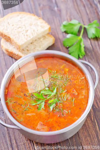 Image of soup with meat and rice