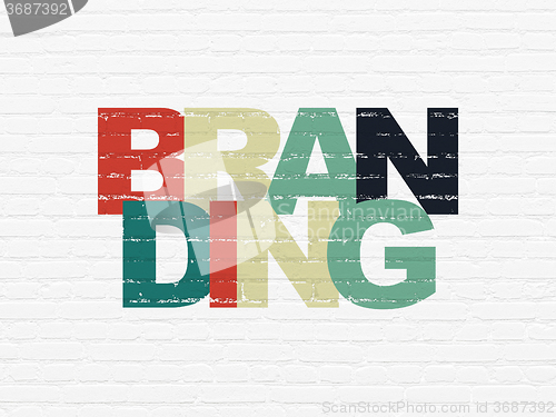 Image of Advertising concept: Branding on wall background