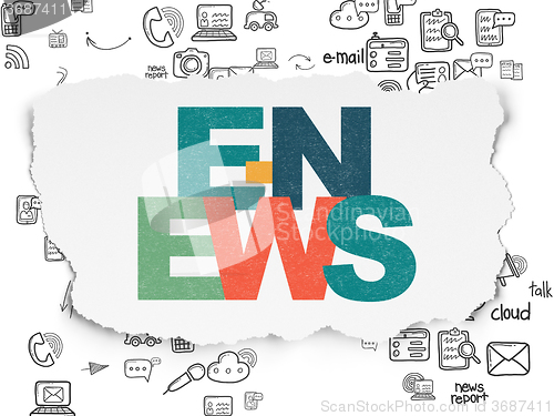 Image of News concept: E-news on Torn Paper background