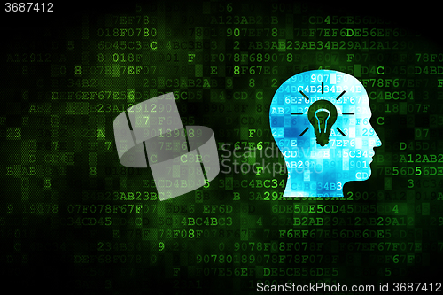 Image of Business concept: Head With Light Bulb on digital background