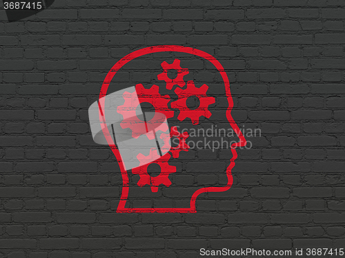 Image of Business concept: Head With Gears on wall background