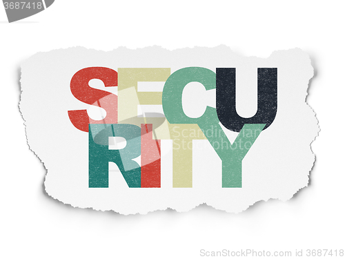 Image of Security concept: Security on Torn Paper background