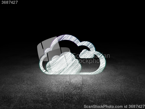 Image of Cloud computing concept: Cloud in grunge dark room