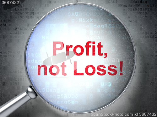 Image of Finance concept: Profit, Not Loss! with optical glass