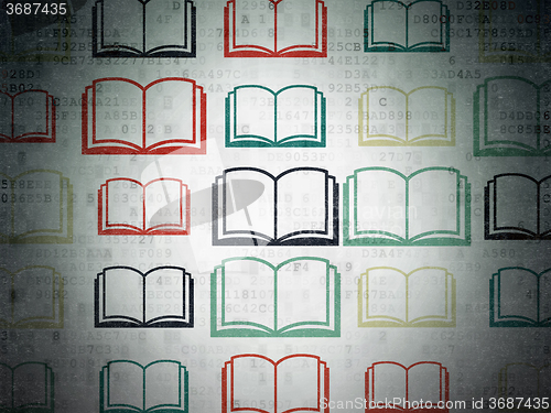 Image of Science concept: Book icons on Digital Paper background