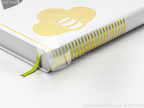 Image of Database concept: closed book, Database With Cloud on white background