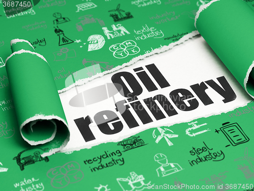 Image of Industry concept: black text Oil Refinery under the piece of  torn paper