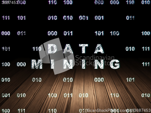 Image of Data concept: Data Mining in grunge dark room