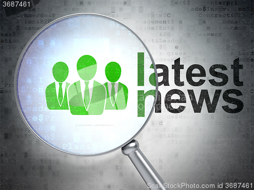 Image of News concept: Business People and Latest News with optical glass