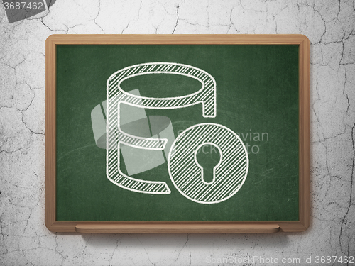 Image of Software concept: Database With Lock on chalkboard background