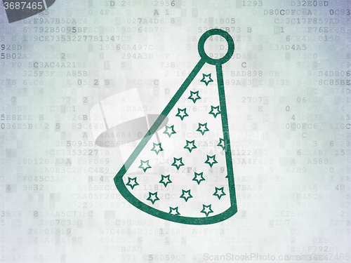 Image of Holiday concept: Party Hat on Digital Paper background