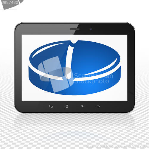 Image of Health concept: Tablet Computer with Pill on display