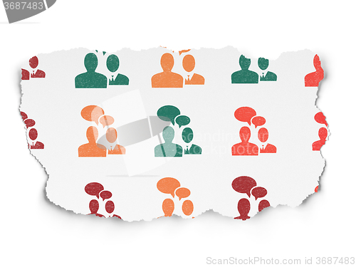 Image of Business concept: Business Meeting icons on Torn Paper background