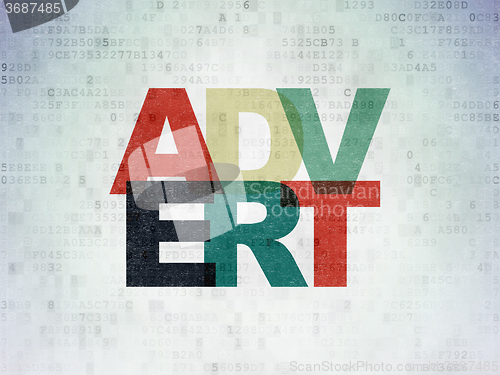 Image of Advertising concept: Advert on Digital Paper background