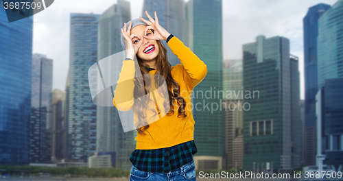 Image of happy young woman or teen girl having fun