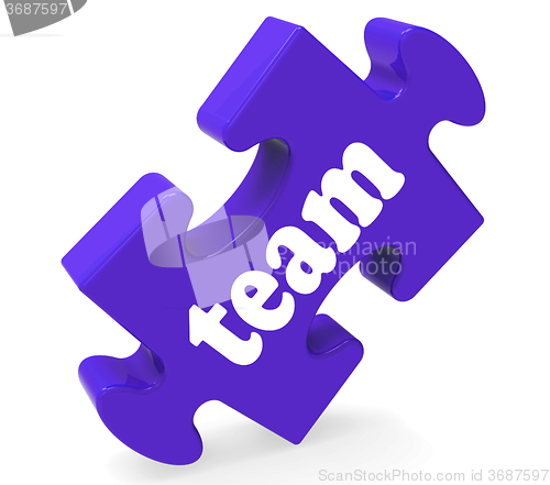 Image of Team Puzzle Shows Together Community And Unity