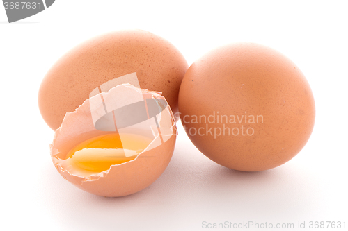 Image of Raw eggs isolated on white