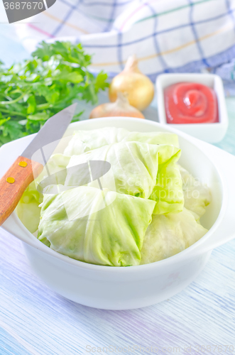 Image of cabbage leaf with meat