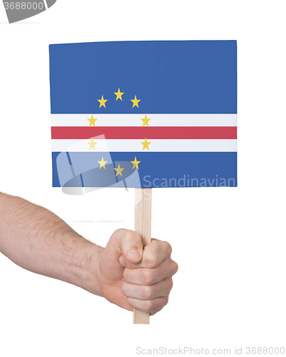 Image of Hand holding small card - Flag of Cape Verde