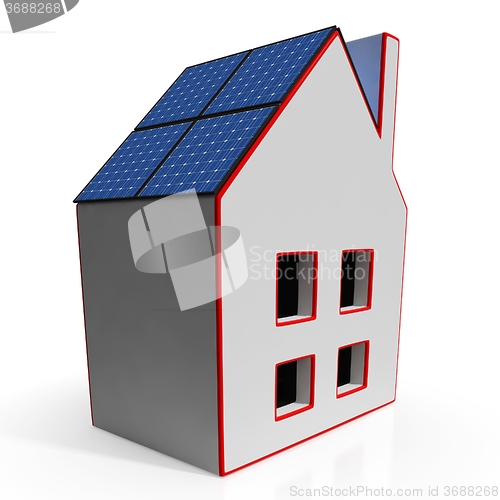 Image of House With Solar Panels Showing Renewable Energy