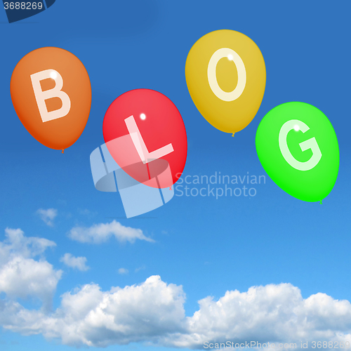 Image of Four Blog Balloons Show Blogging and Bloggers Online