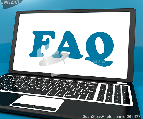 Image of Faq On Laptop Shows Solution And Frequently Asked Questions Onli