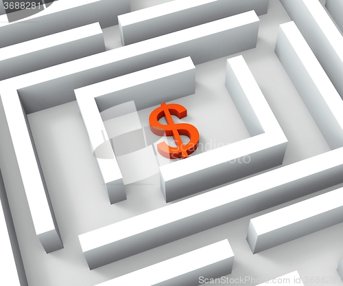 Image of Dollar Sign In Maze Shows Dollars Credit