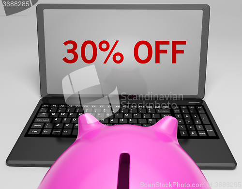 Image of Thirty Percent Off On Notebook Shows Savings