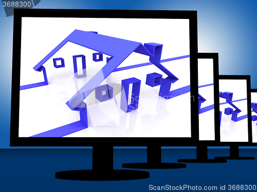 Image of Houses On Monitors Showing Real Estate Icon