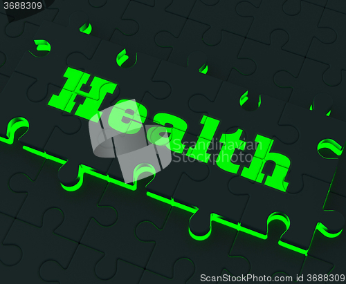 Image of Health Puzzle Shows Healthy Medical Care And Wellbeing