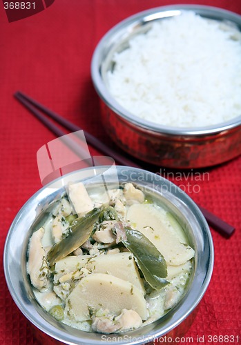 Image of Thai green chicken curry and rice