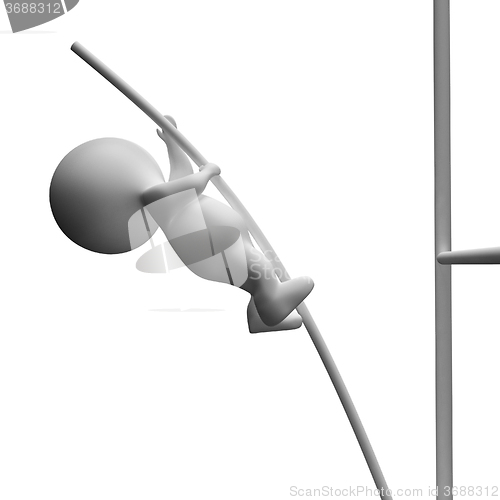 Image of High Jump 3d Character Showing Achievement And Success