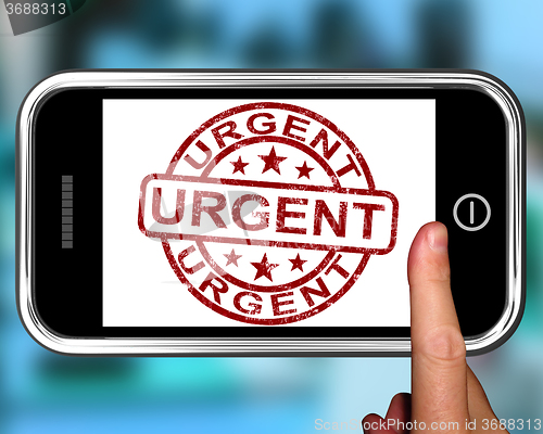 Image of Urgent On Smartphone Showing Immediate Need