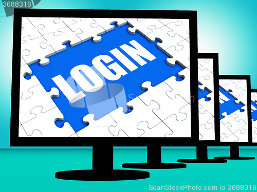 Image of Login Monitors Shows Web Internet Log In Security