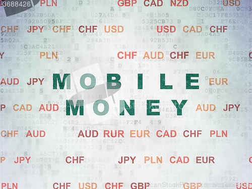 Image of Money concept: Mobile Money on Digital Paper background