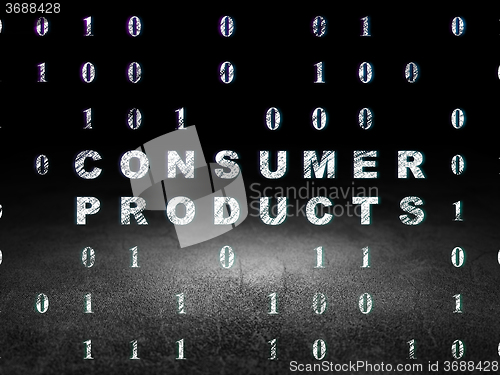 Image of Finance concept: Consumer Products in grunge dark room