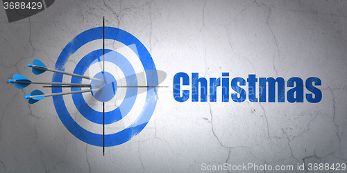 Image of Holiday concept: target and Christmas on wall background