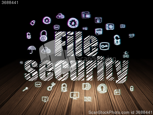 Image of Protection concept: File Security in grunge dark room