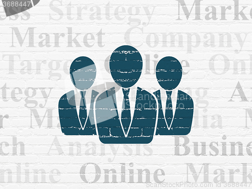 Image of Marketing concept: Business People on wall background