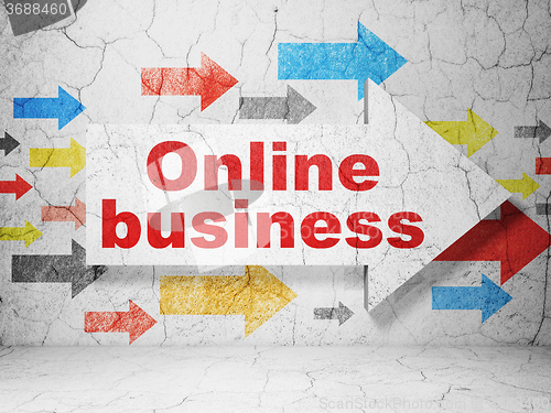 Image of Business concept: arrow with Online Business on grunge wall background