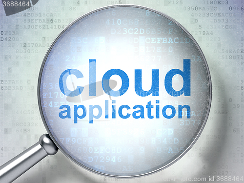 Image of Cloud networking concept: Cloud Application with optical glass