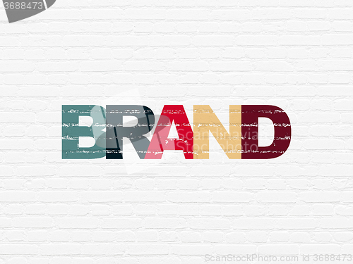 Image of Advertising concept: Brand on wall background