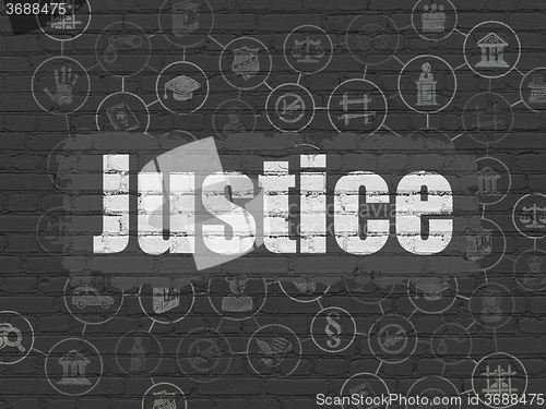 Image of Law concept: Justice on wall background