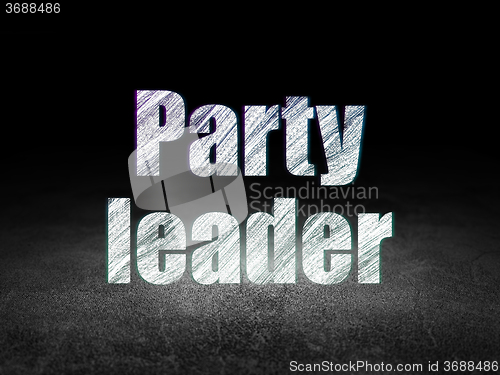 Image of Political concept: Party Leader in grunge dark room