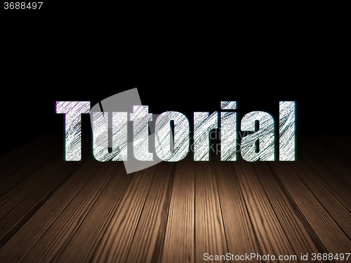 Image of Studying concept: Tutorial in grunge dark room