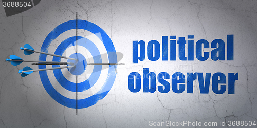 Image of Political concept: target and Political Observer on wall background