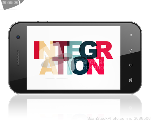 Image of Business concept: Smartphone with Integration on  display